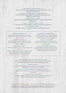 Dovecote event menu April 2023