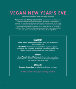 Dovecote NYE Vegan